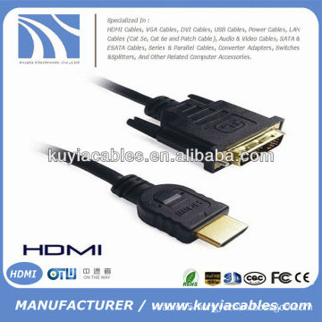 Gold 24+1 DVI Male to HDMI Male Cable for HDTV HD